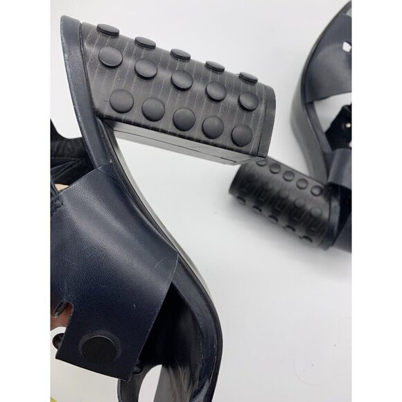 All Saints Leather East Heel Sandals Block Heel Shoes Strap Navy 41 Women’s 11 - Picture 13 of 15